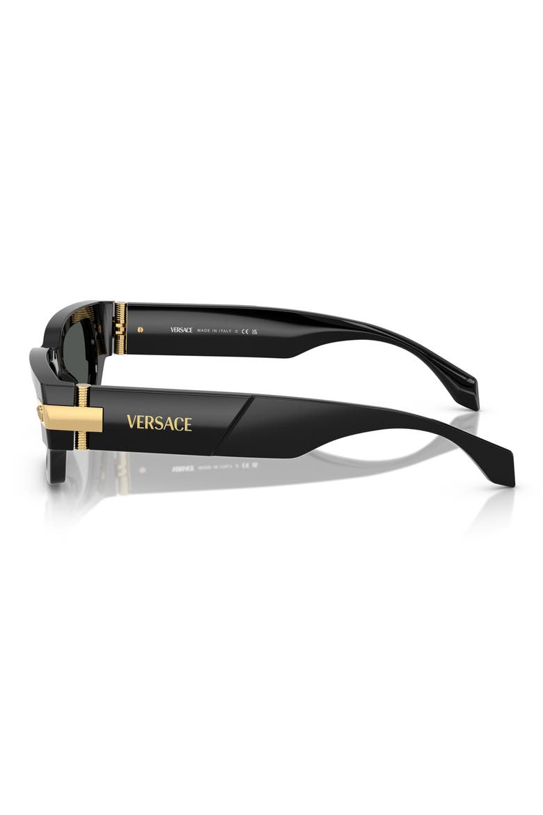 53mm Plaque Rectangular Sunglasses, Alternate, color, BLACK