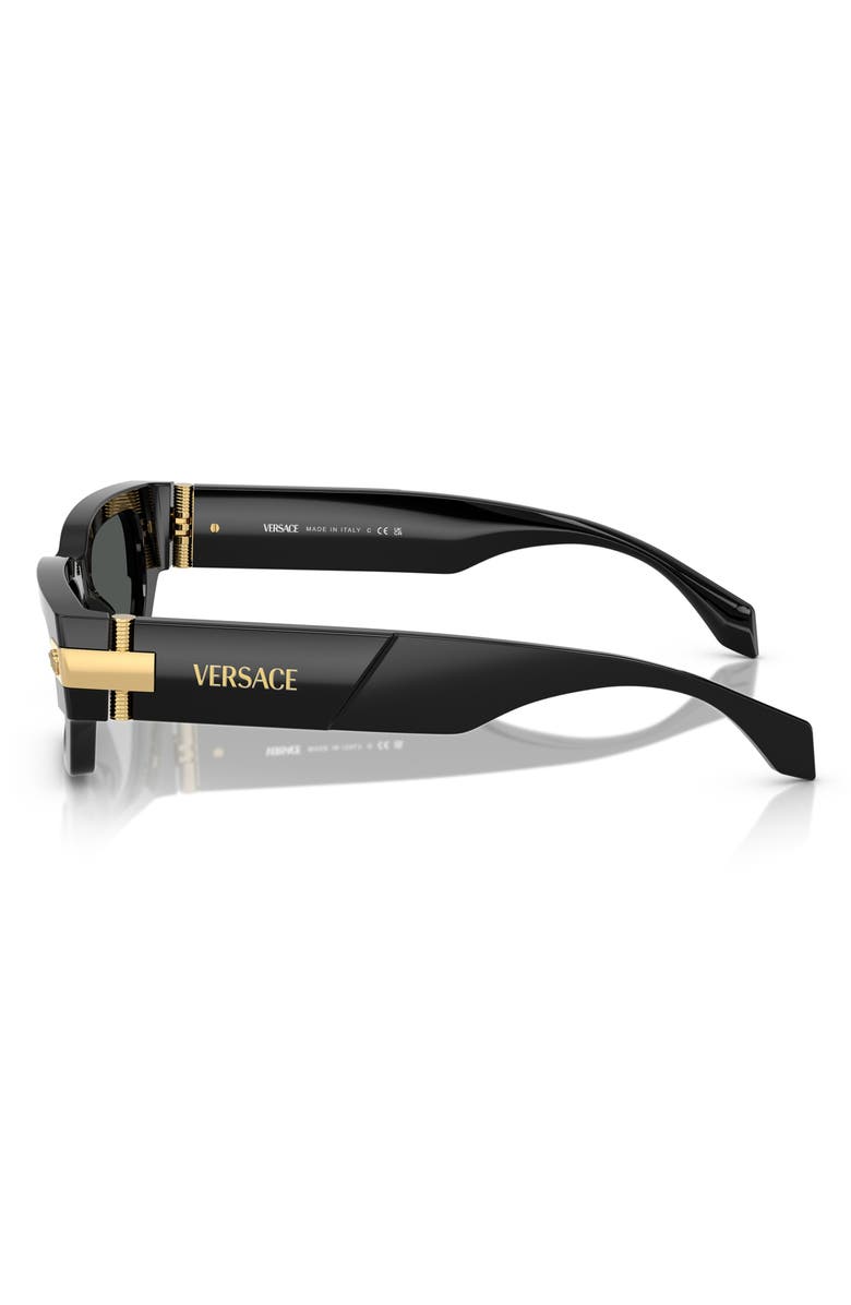 Versace 53mm Plaque Rectangular Sunglasses, Alternate, color, Black