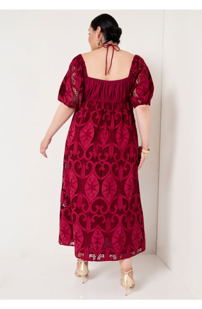 June + Vie Eyelet Puff Sleeve Peasant Dress, Alternate, color, Rumba Red