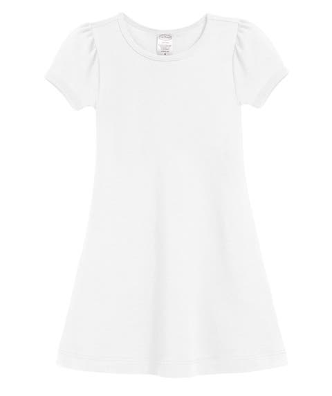 Girls Soft 100% Cotton Puff Short Sleeve Dress
