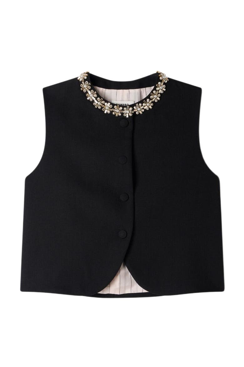 Jacket with jewelled neckline, Alternate, color, Black