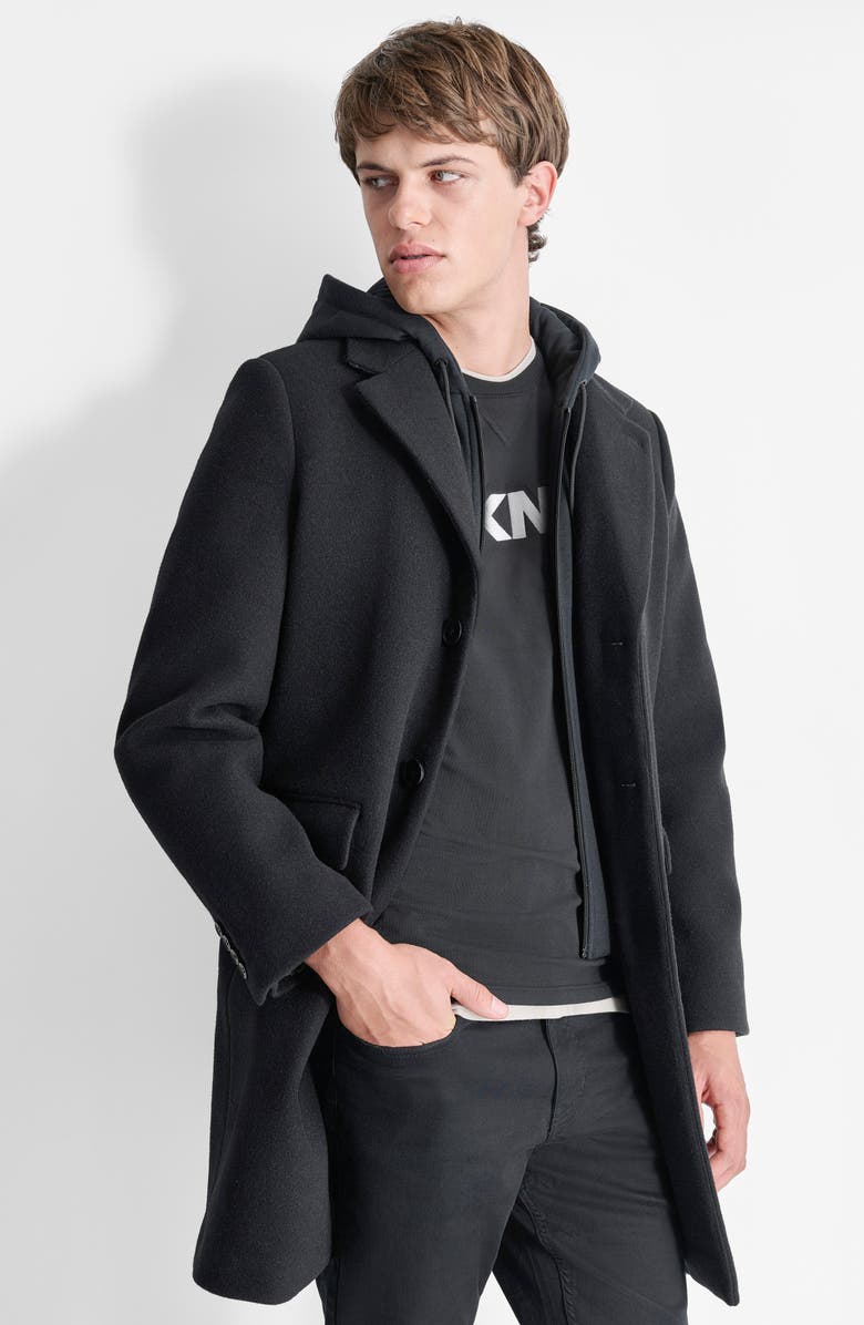 Water Resistant Felted Coat with Hooded Bib