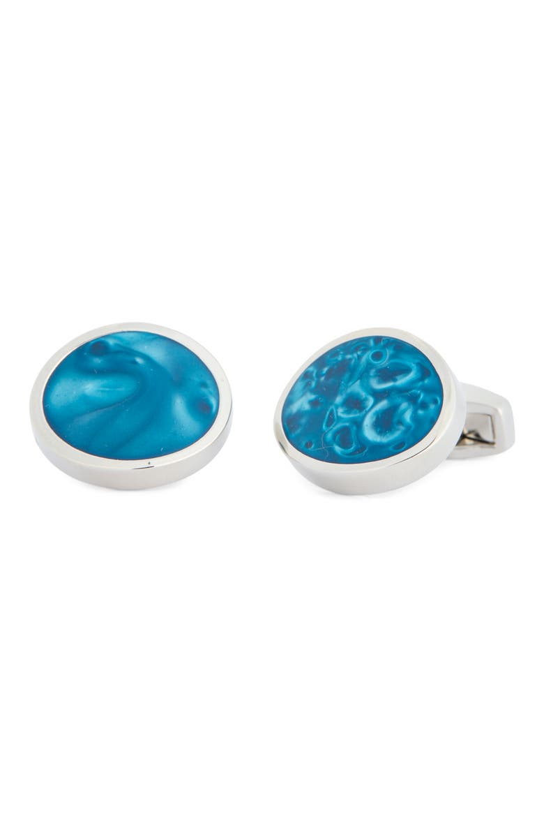 Green Pearlized Enamel Cuff Links, Main, color, GREEN