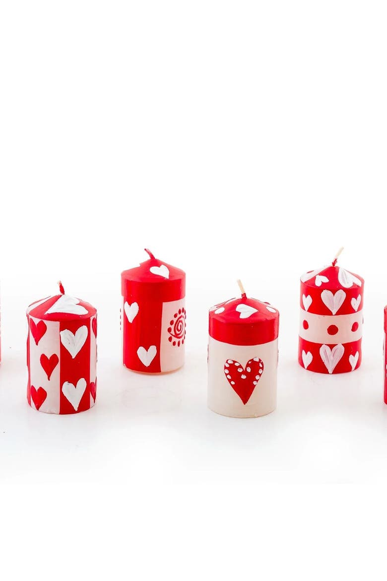 Valentine's Day Painted Voltive Candles - Set of 6, Main, color, Valentine