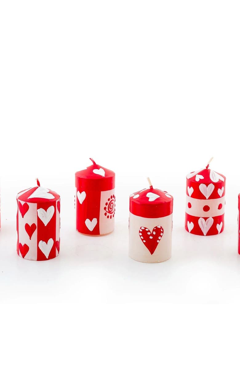 Thumbprint Artifacts Valentine's Day Painted Voltive Candles - Set of 6, Main, color, Valentine