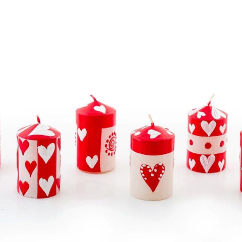 Valentine's Day Painted Voltive Candles - Set of 6