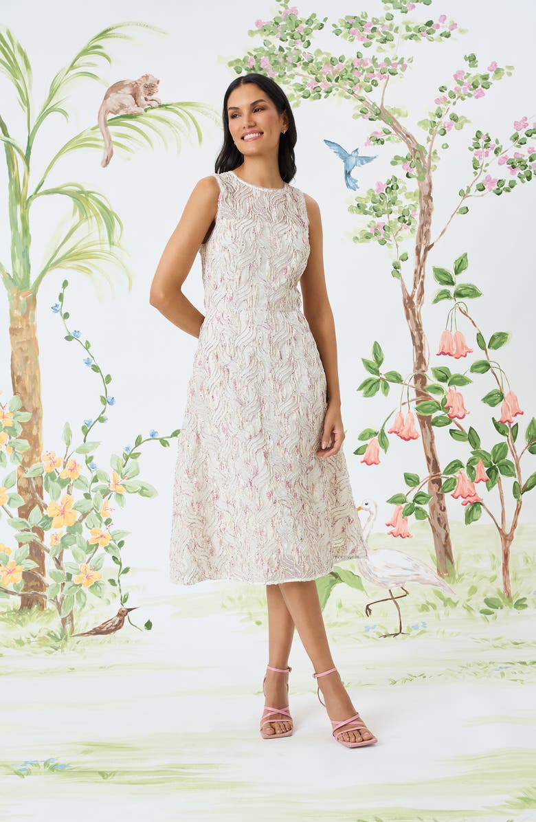 Maggy London Embroidered A-Line Midi Dress, Alternate, color, 