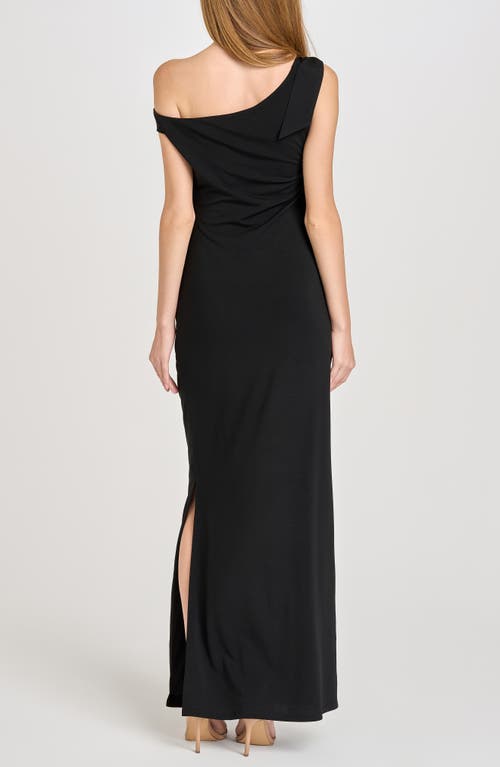 Wayf Say Less Ruched One-shoulder Maxi Dress In Black