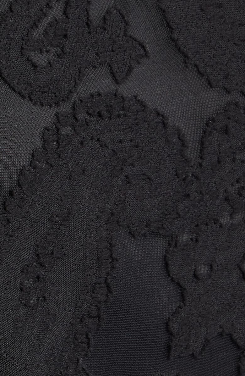 NIKKI LUND Kang Lace Appliqué Split Neck Top, Alternate, color, Black