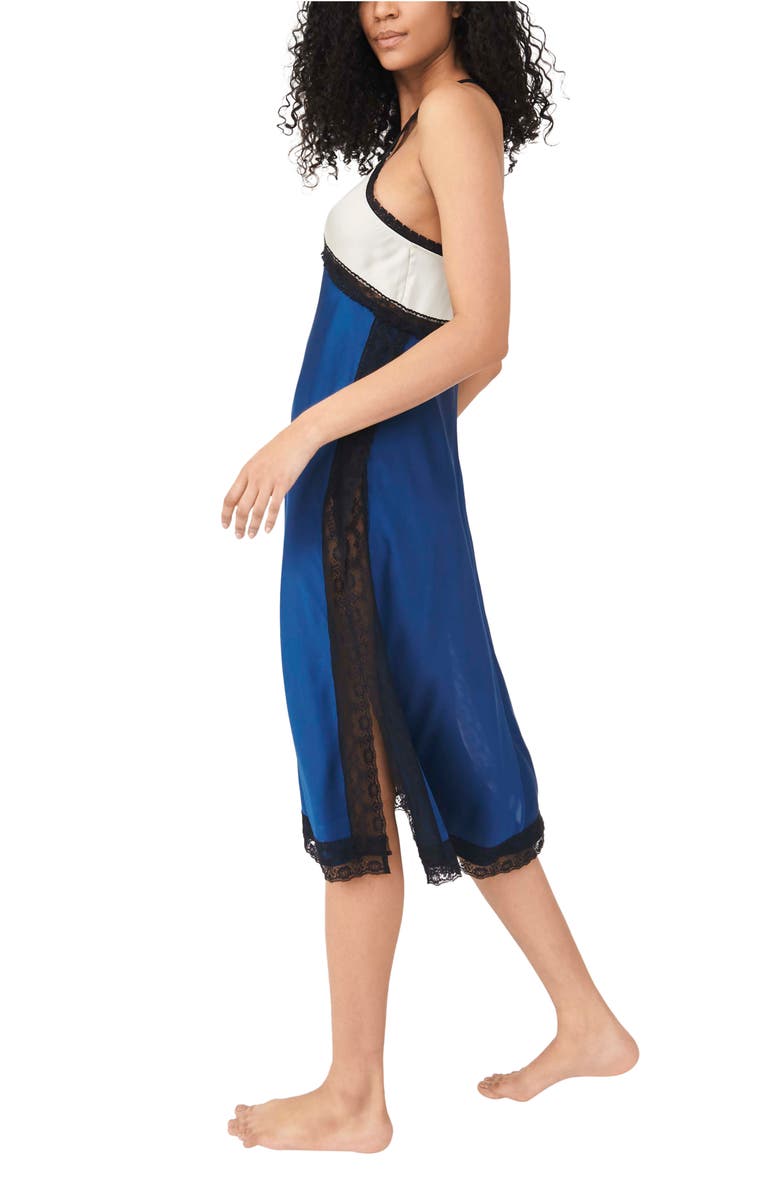 Free People Tri Me Colorblock Satin Slip Dress, Alternate, color,