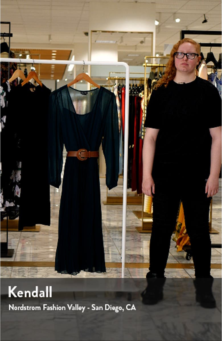 Pleated Belted Long Sleeve A-Line Midi Dress, sales video thumbnail