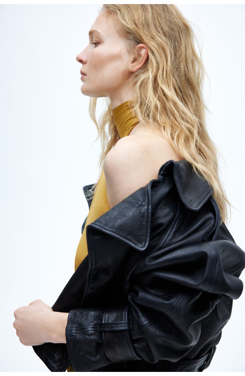 H&M Asymmetric Halterneck Top, Alternate, color, Mustard Yellow
