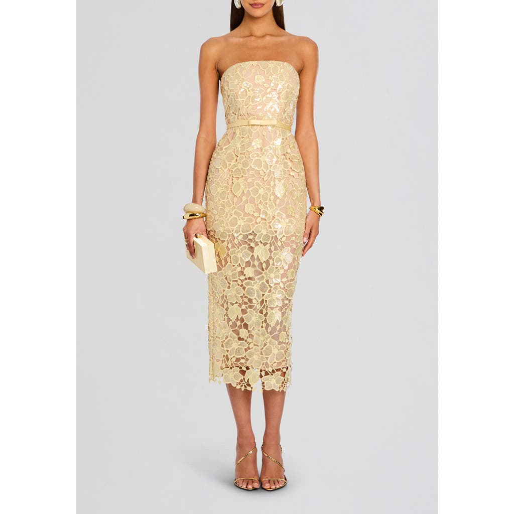 Retroféte Rowen Sequined Lace Midi Dress In Yuzu