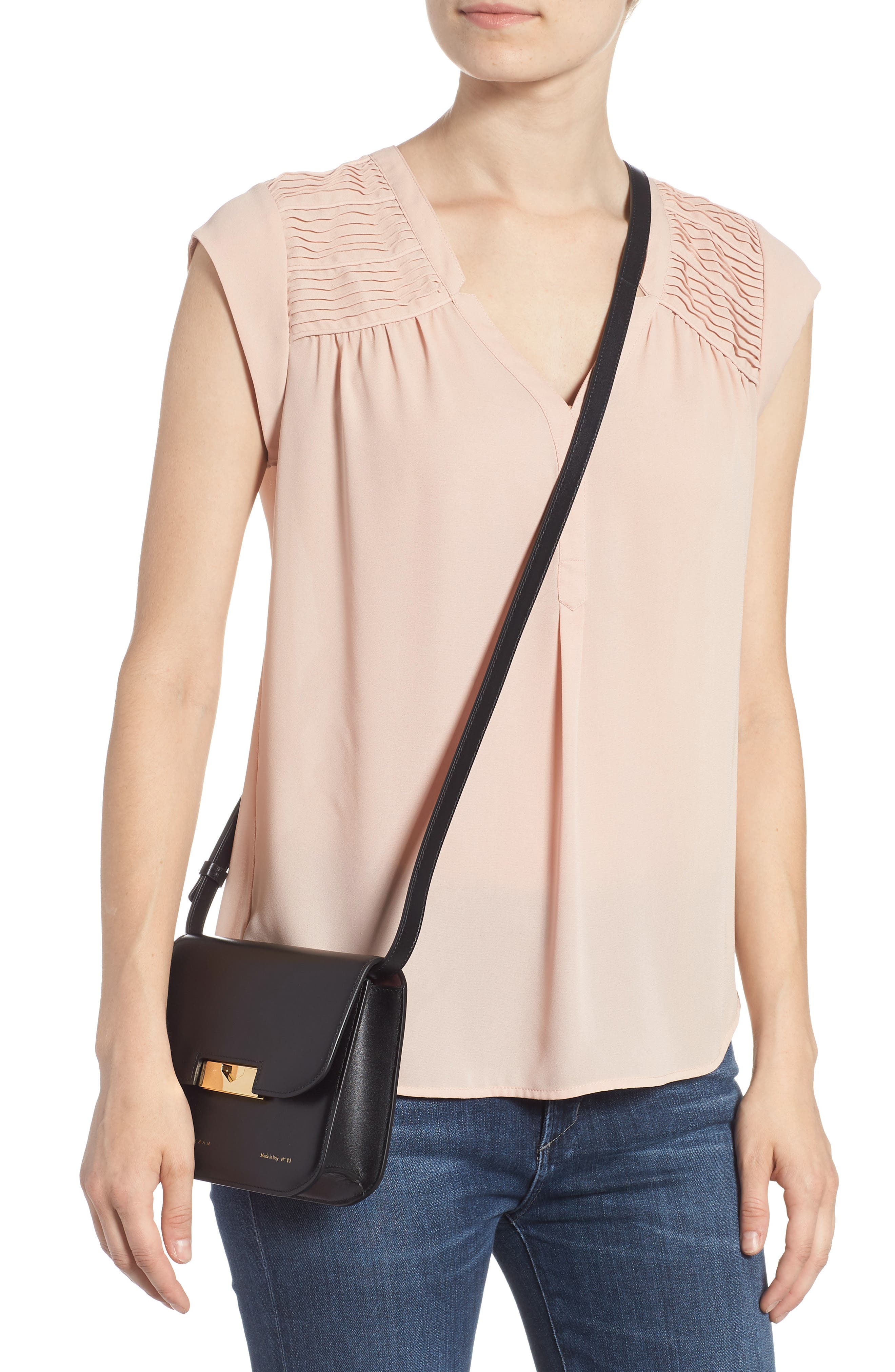 Victoria Beckham Eva Calfskin Leather Crossbody Bag, Alternate, color, 