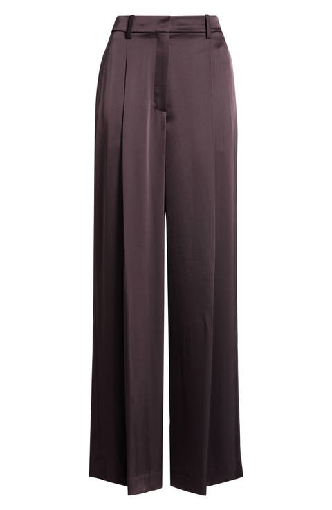 Wide Leg Pleated Trousers
