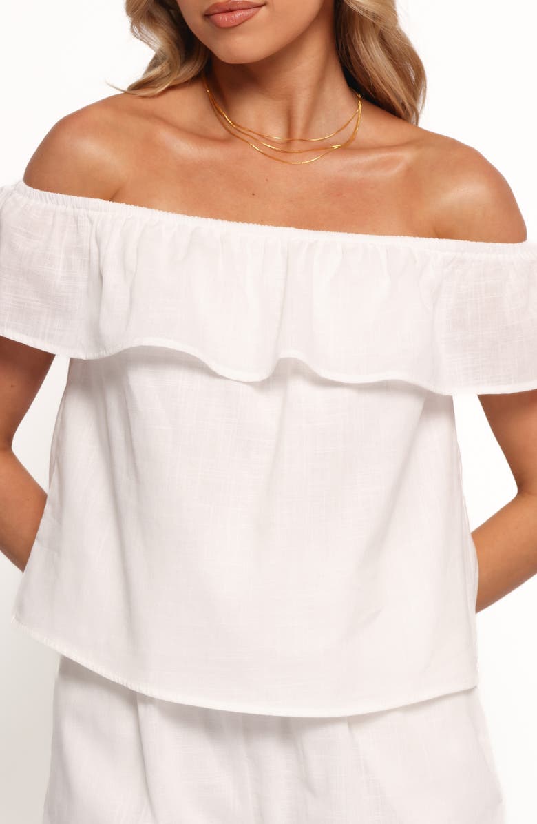 Petal & Pup Tennie Cotton Off the Shoulder Top & Shorts Set, Alternate, color, White