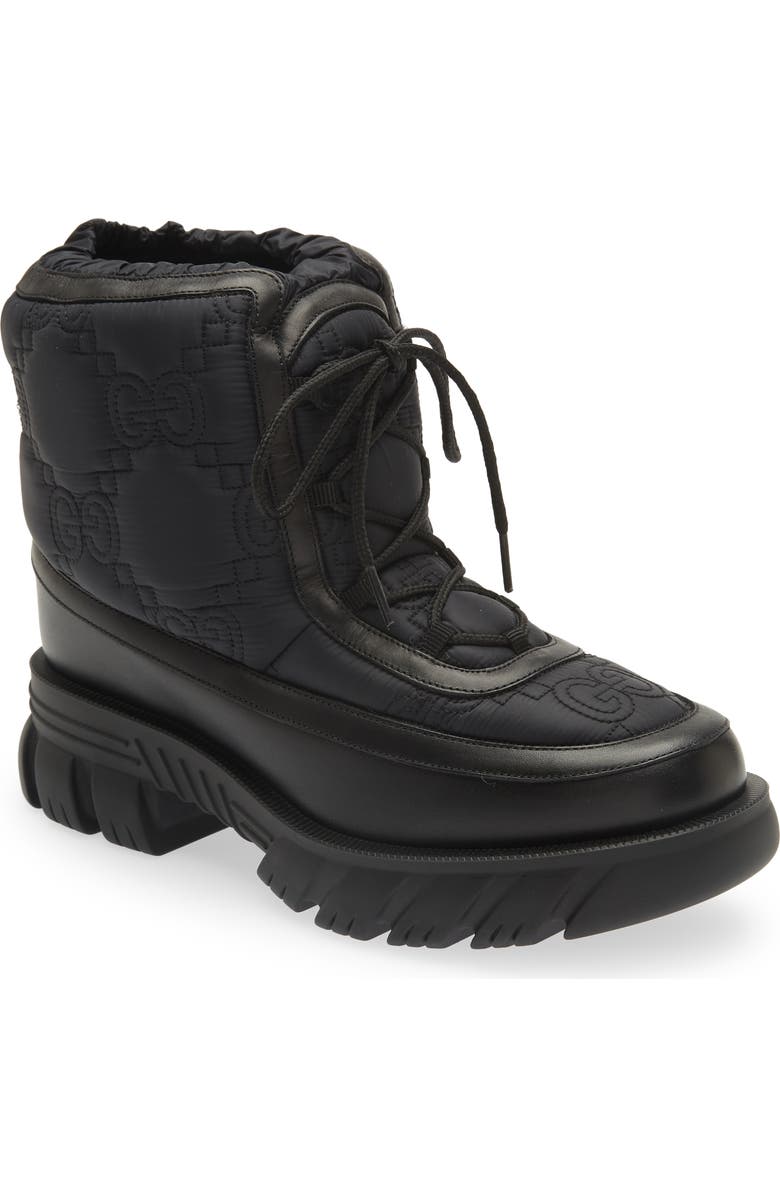 Gucci Romance GG Rhombus Lace-Up Boot, Main, color,