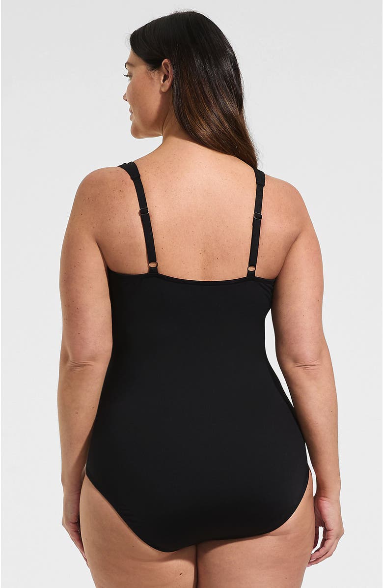 Lands' End Plus Size Sweetheart Underwire Wrap One Piece Swimsuit, Alternate, color, Black