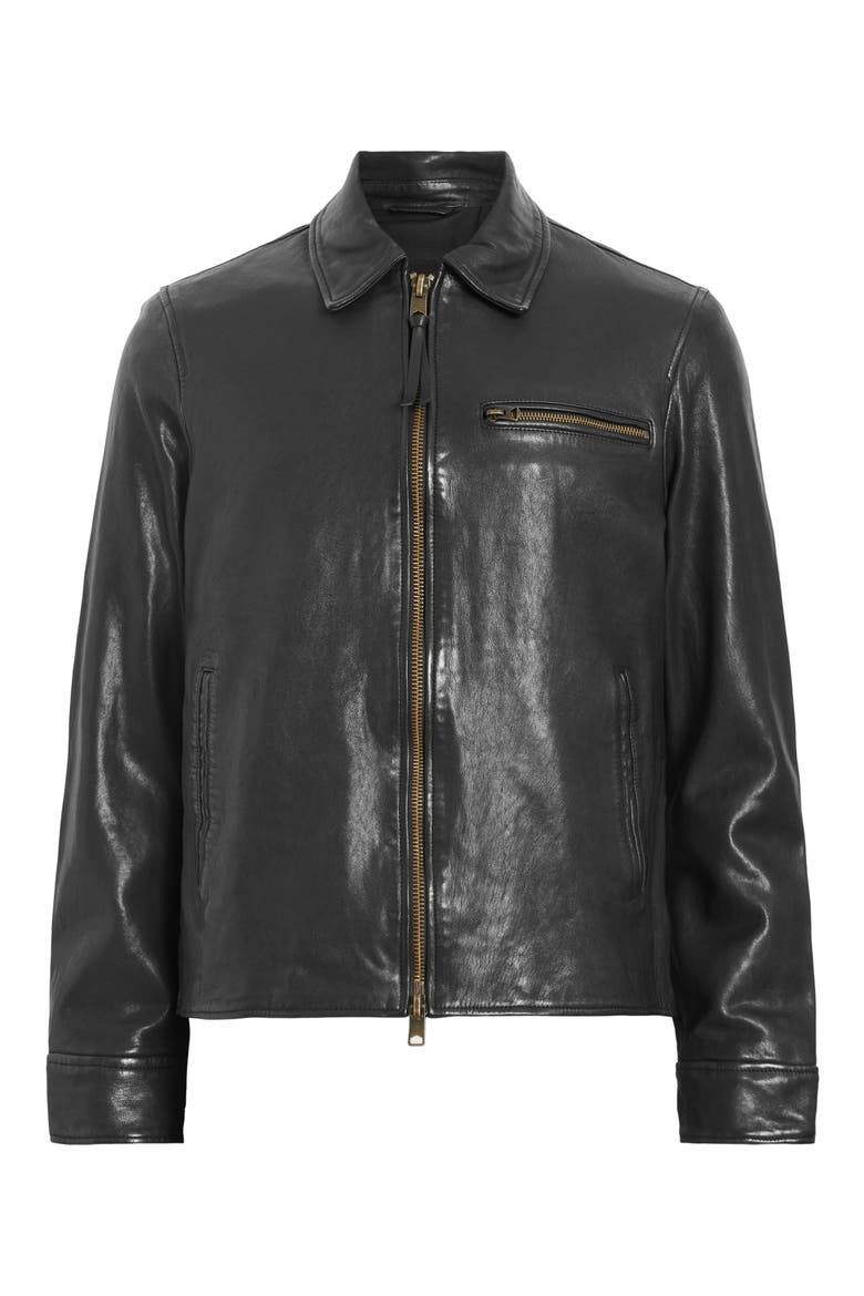 Miller Lambskin Leather Biker Jacket, Alternate, color, BLACK