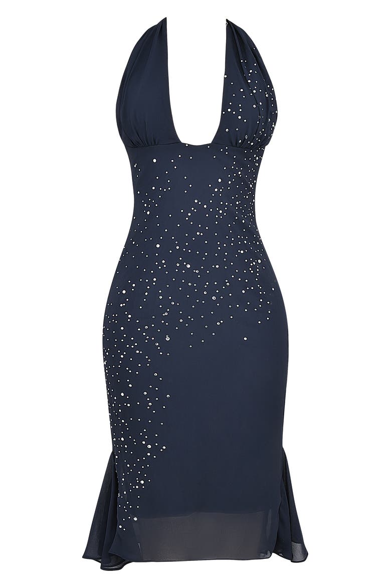 jovanna plunge halter midi cocktail dress Jovani 40035 Short Fitted Pleated Cocktail Midi Dress