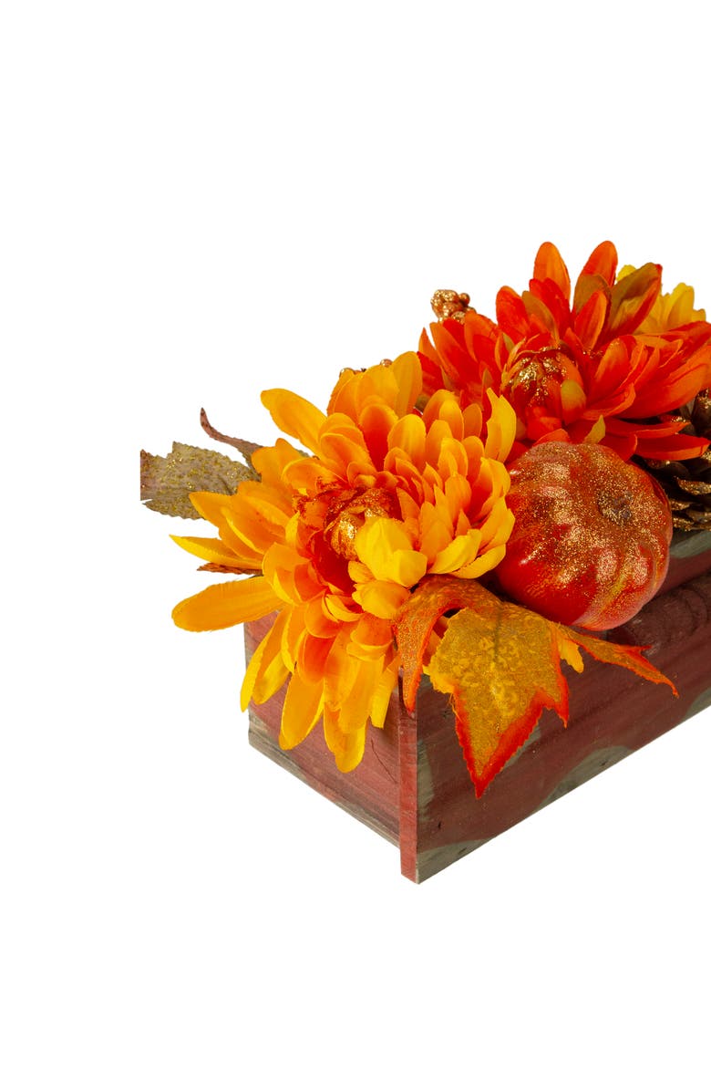 Northlight Glittered Flower Arrangement Box Fall Harvest Centerpiece - 14", Alternate, color, Orange