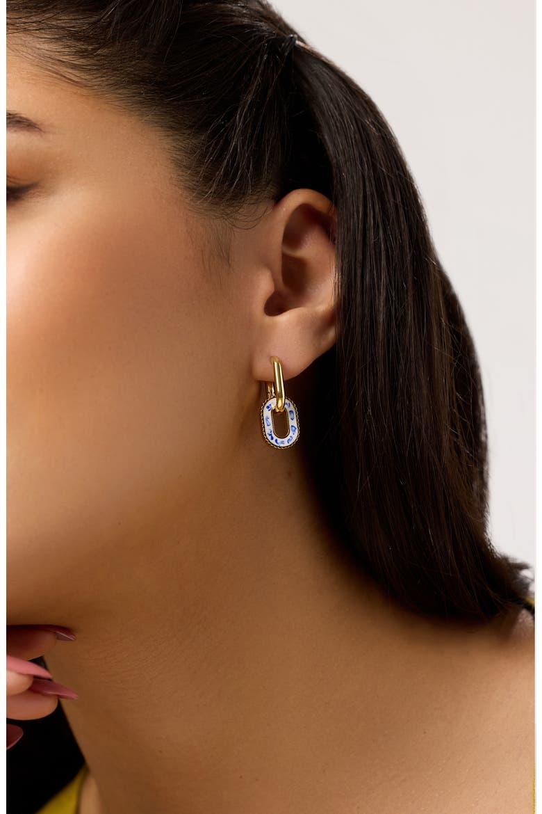 Double Hoop Earrings - Ash Double Marble Blue, Alternate, color, Gold