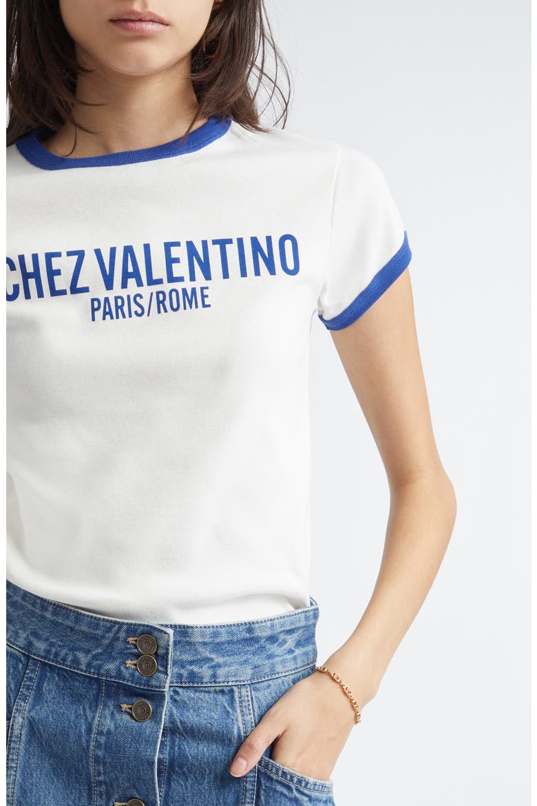 Chez Valentino Ringer T-Shirt, Alternate, color, AVORIO/BLU ELETTRICO