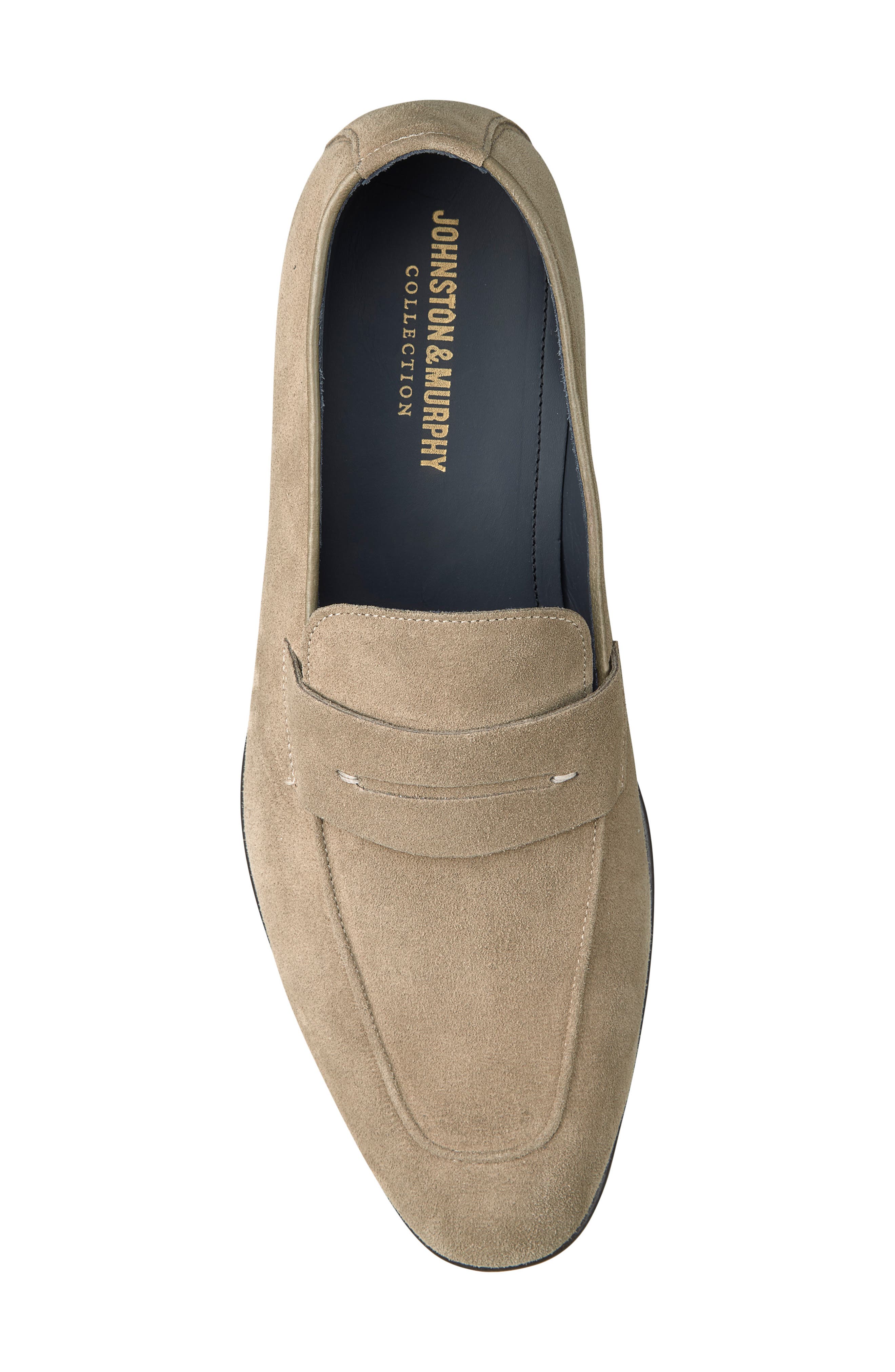 Taylor Moc Toe Penny Loafer, Alternate, color, TAUPE ITALIAN SUEDE