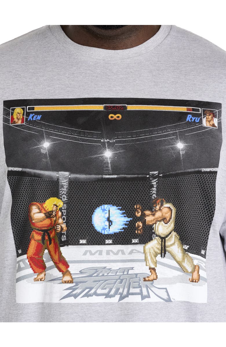 True Nation by DXL Big & Tall Street Fighter Graphic Tee, Alternate, color, Heather Grey