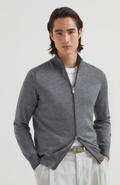 Brunello Cucinelli Cashmere-silk Cardigan In Gray