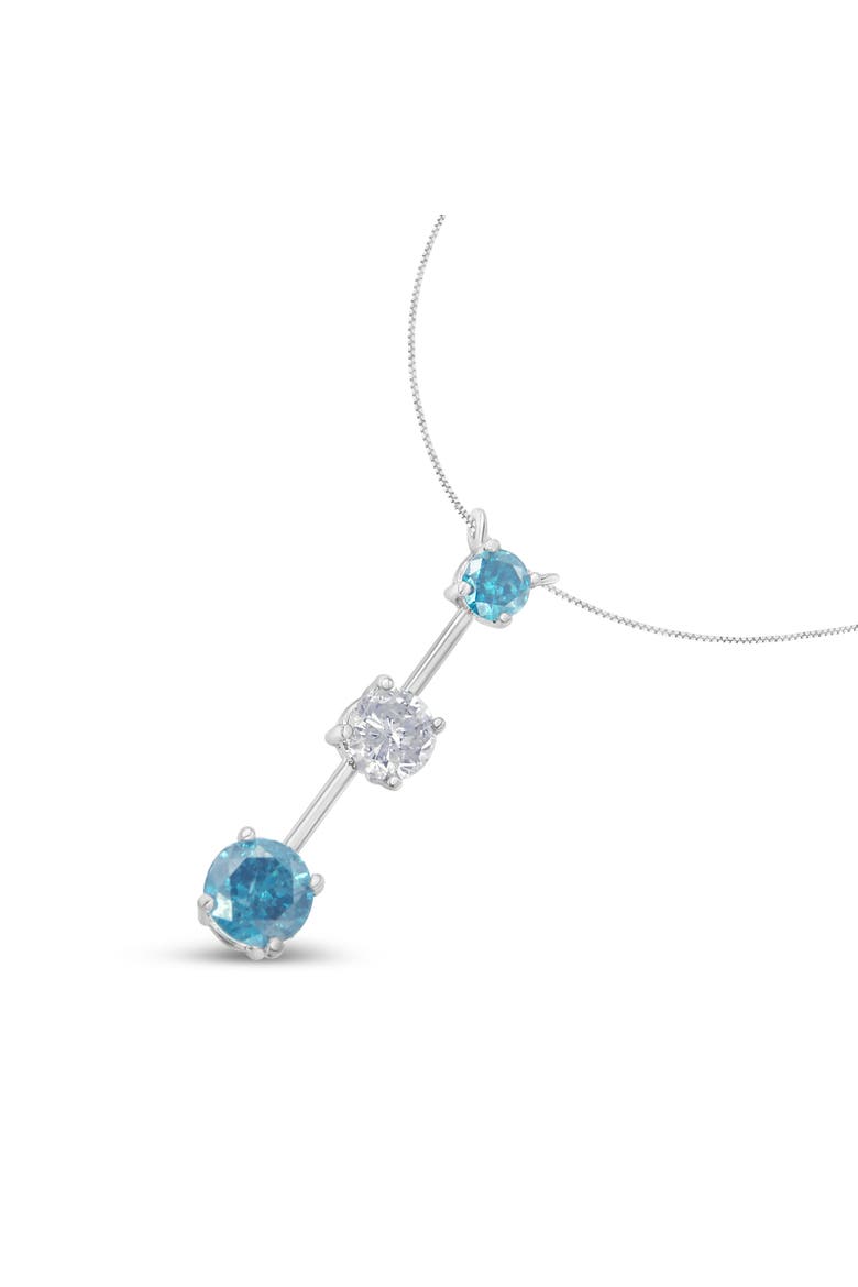 14K White Gold 1 1/2 cttw White and Treated Blue Diamond Pendant Necklace, Alternate, color, White