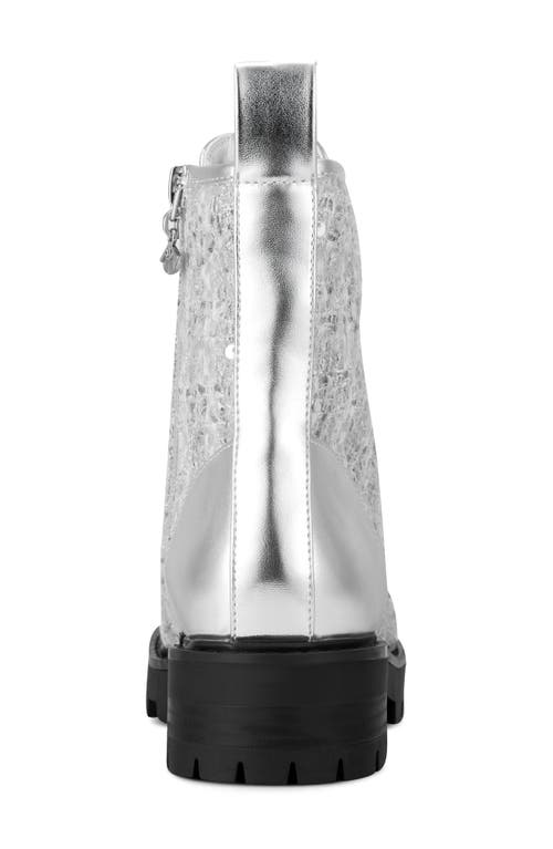 Karl Lagerfeld Paris Marlee Combat Boot In Silver