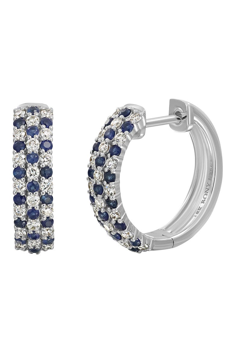El Mar Gemstone & Diamond Hoop Earrings (Nordstrom Exclusive), Main, color, 18K W. GOLD/ SAPPHIRE/ DIAMOND