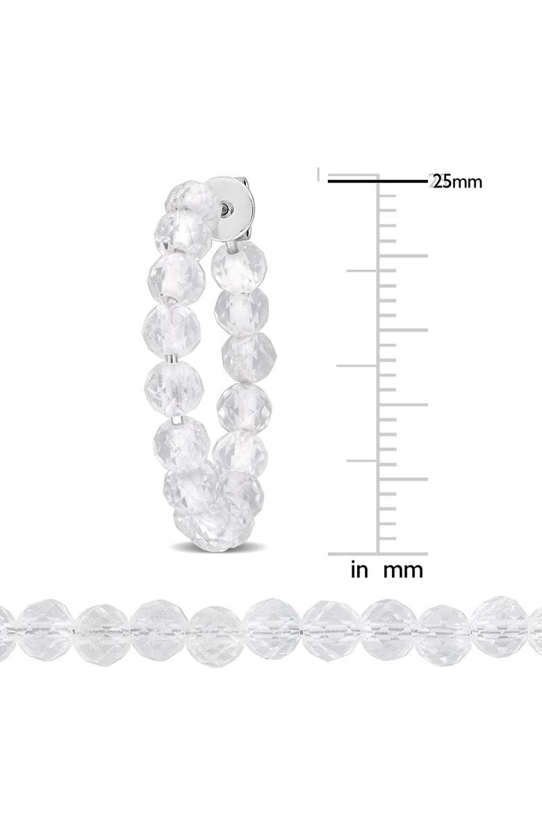 DELMAR Beaded White Topaz Hoop Earrings, Bracelet & Necklace Set, Alternate, color, Silver