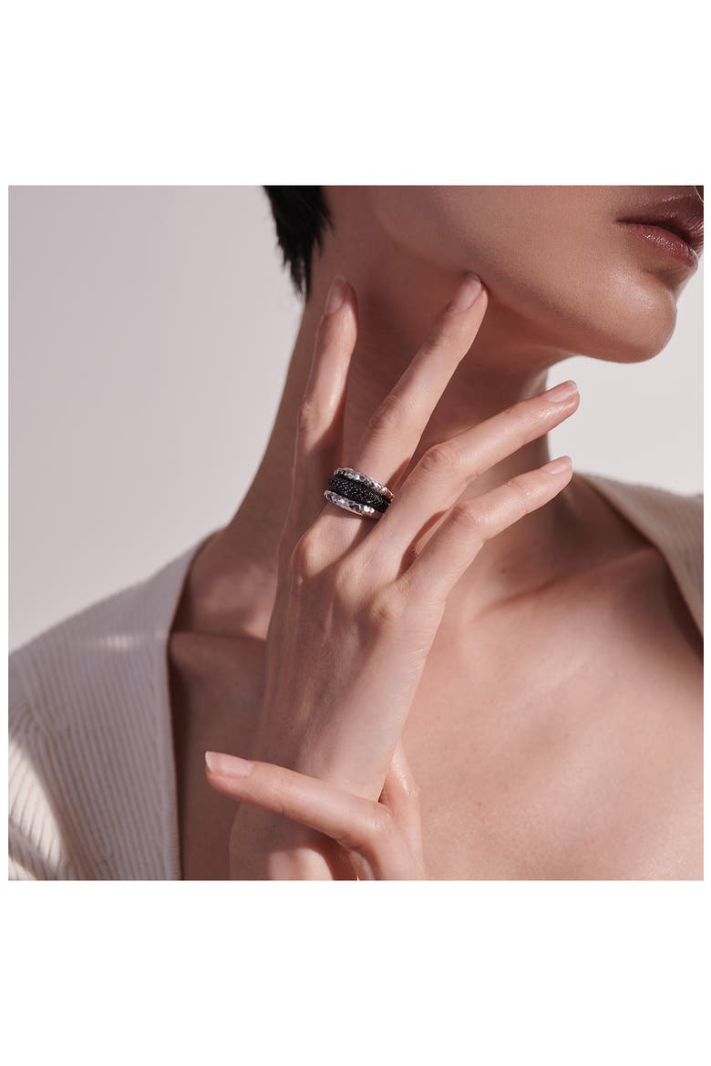 Classic Chain Hammered 3-Row Ring, Alternate, color, BLACK