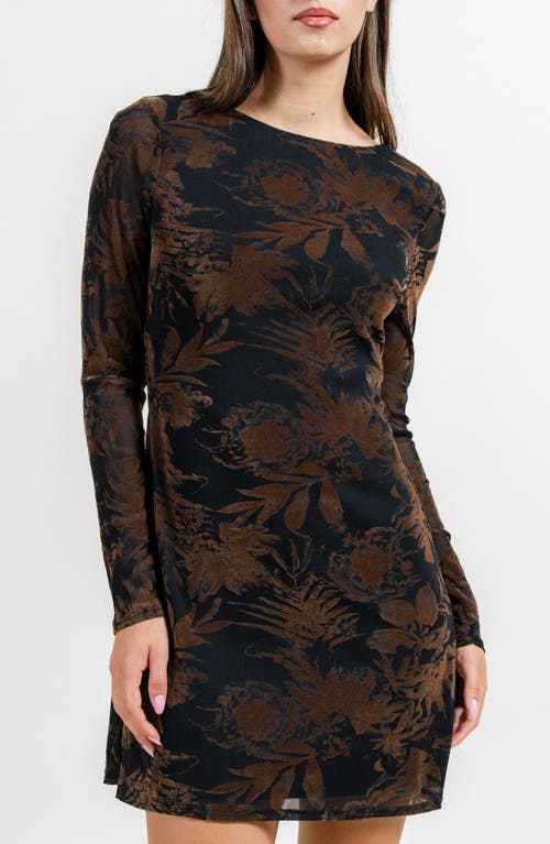 Beivy Long Sleeve Low Back Minidress In Brown