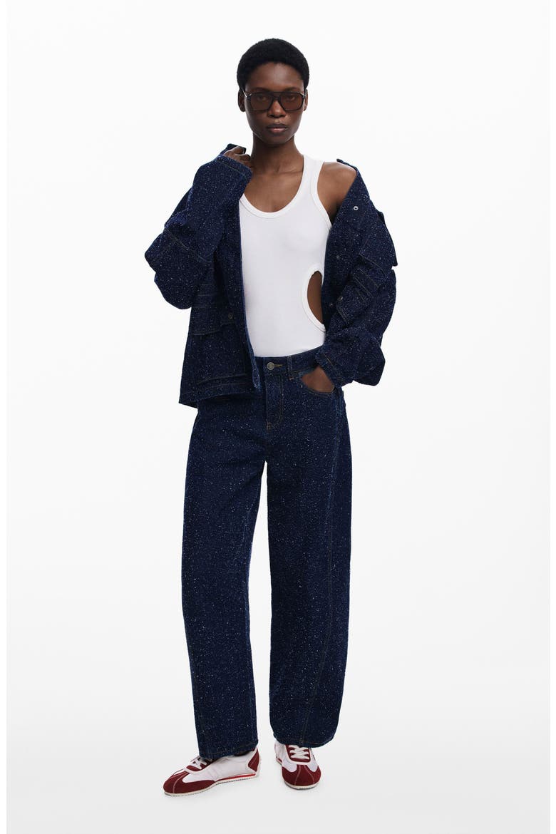 Hight Waist Two-Tone Wide Leg Jeans, Alternate, color, DARK BLUE