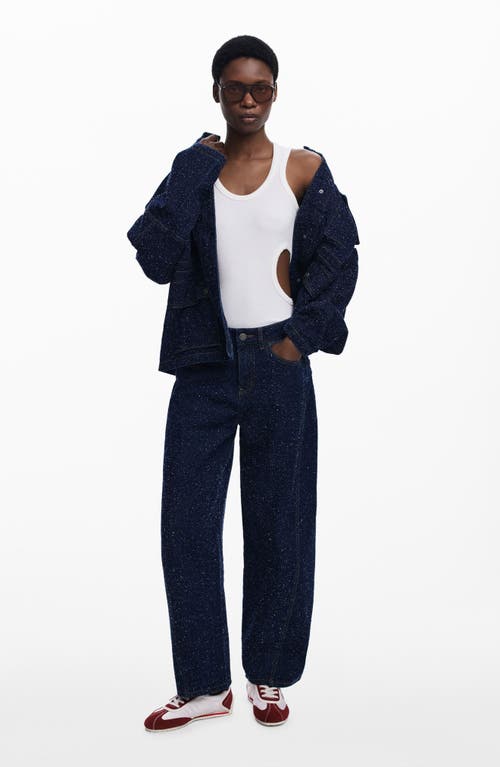 Desigual Hight Waist Two-tone Wide Leg Jeans In Blue