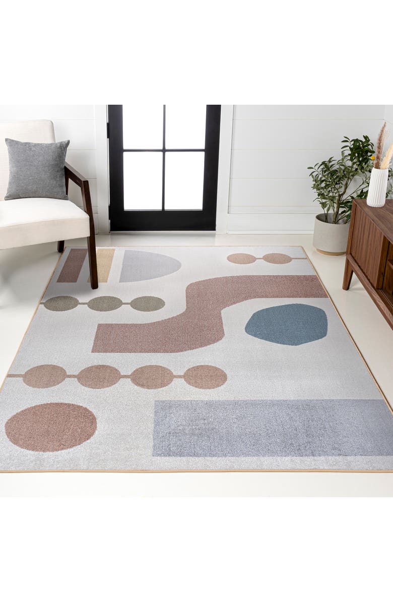 JONATHAN Y Riley Abstract Coastal Contemporary Machine-Washable Area Rug, Alternate, color, Cream/Multi