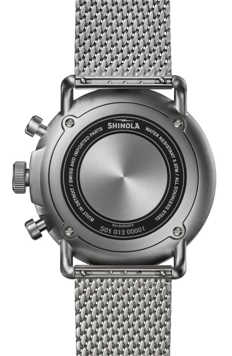 Shinola Canfield Model C56 Chronograph Mesh Strap Watch, 43mm, Alternate, color, Blue