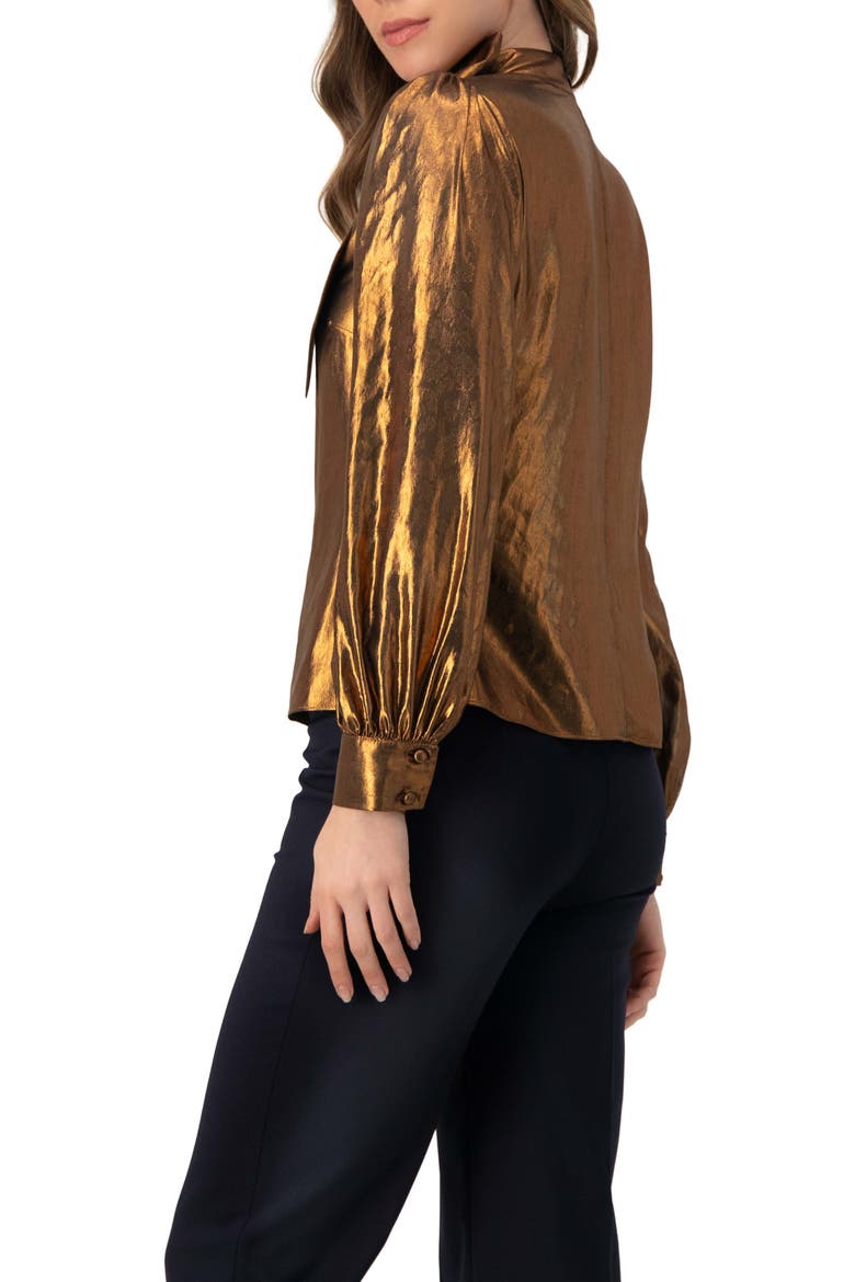 Metalic Bow Blouse, Alternate, color, Copper