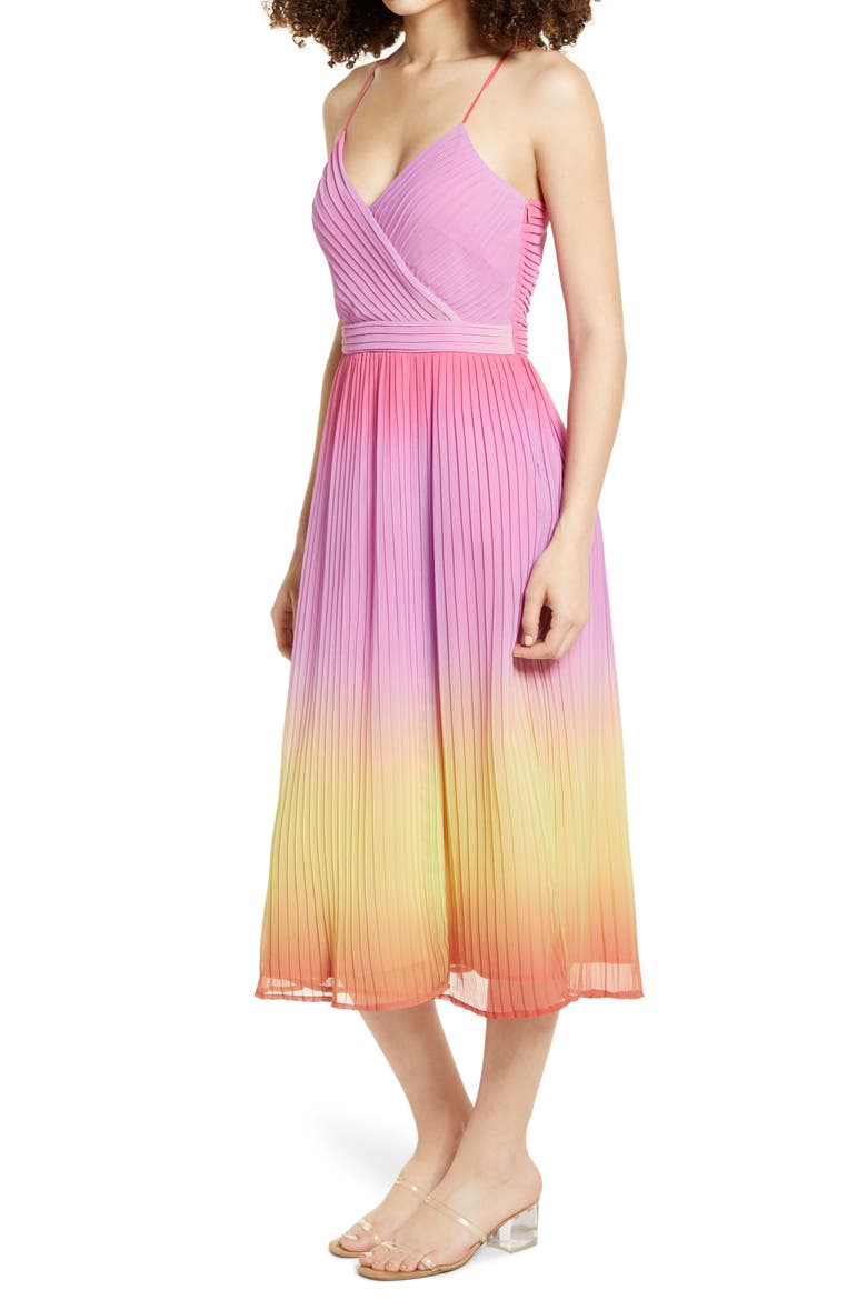 Ombré Print Dress, Alternate, color, PINK LEMONADE MULTI OMBRE