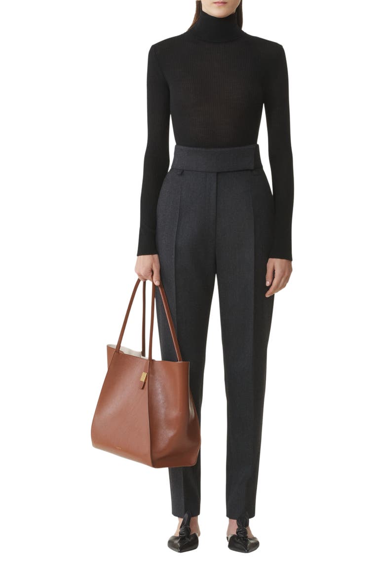 Merino Wool And Silk Turtleneck Sweater, Main, color, Noir