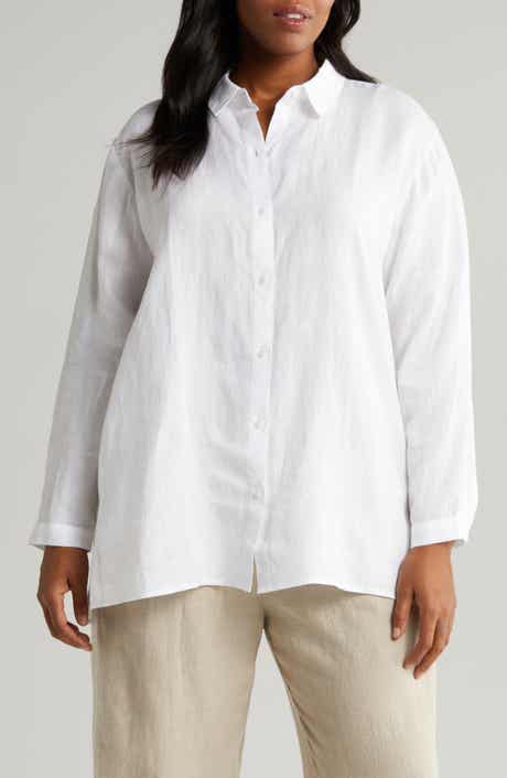 Eileen Fisher Classic Easy Organic Linen Button-Up Shirt