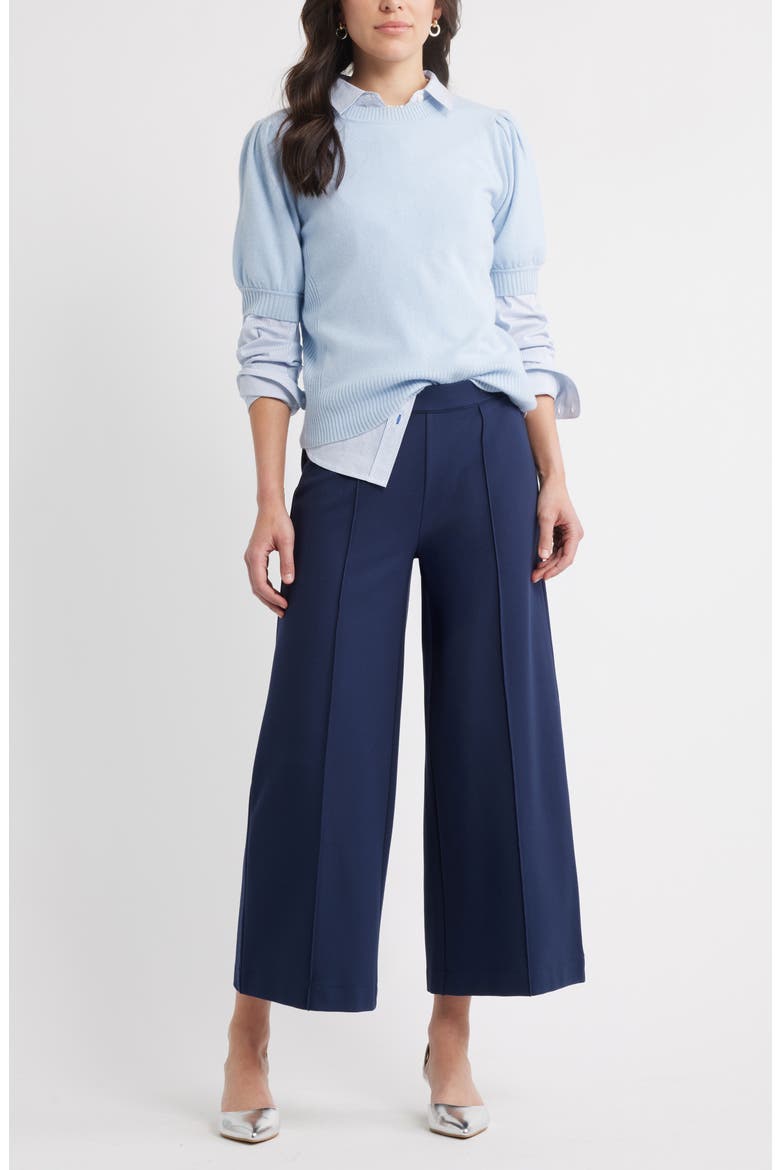 Wide Leg Crop Ponte Pants, Alternate, color, NAVY STILL