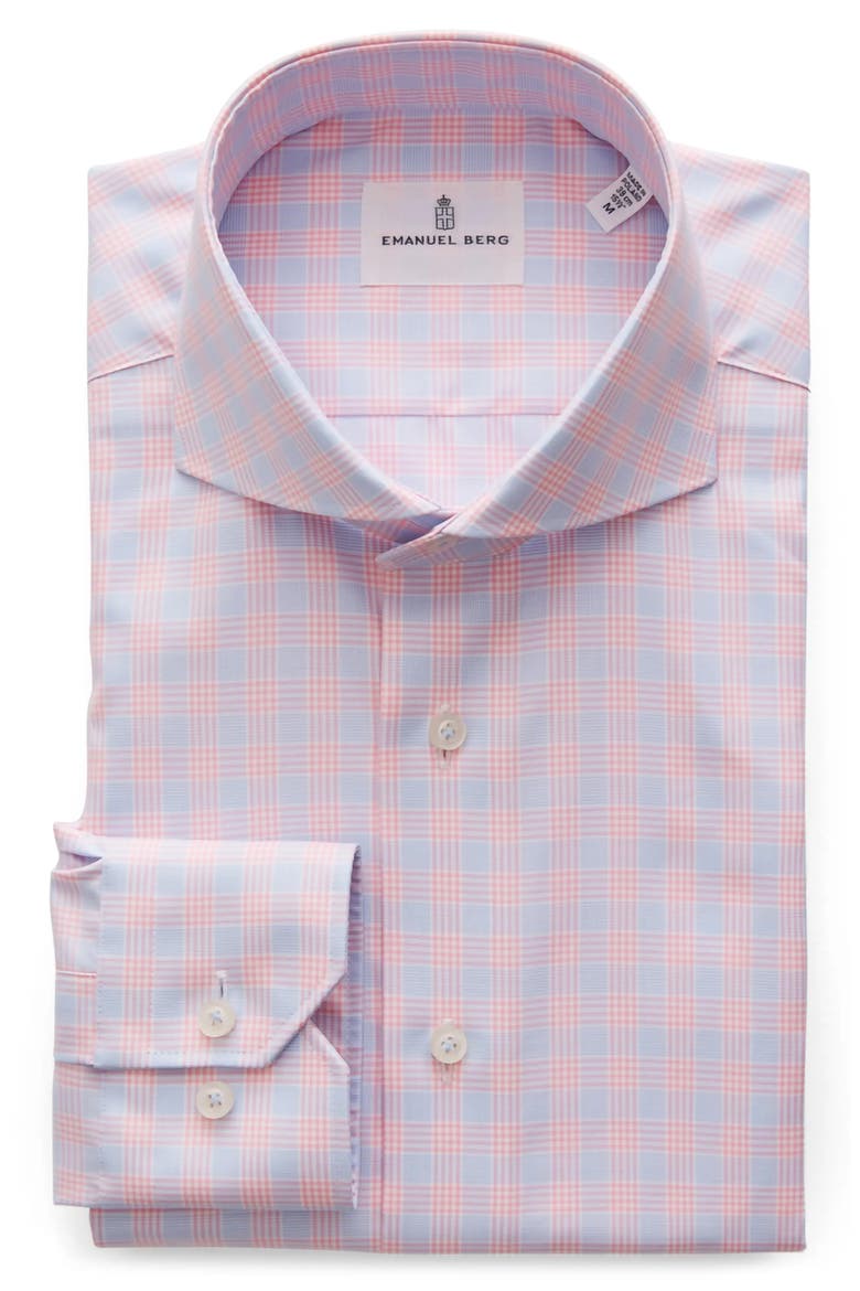 Prince of Wales Modern Fit Check Twill Button-Up Shirt, Alternate, color, LIGHT PASTEL PINK