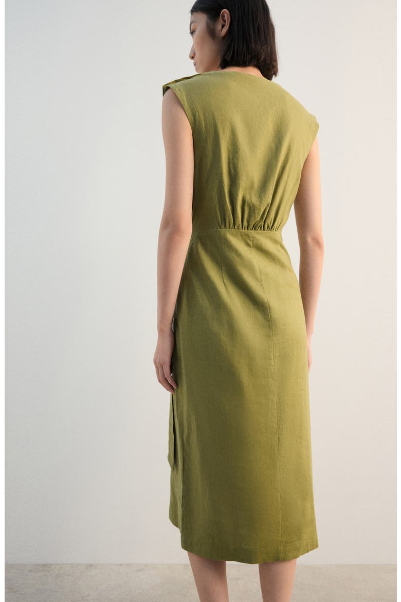 mango linen blend midi dress Linen midi-dress with belt
