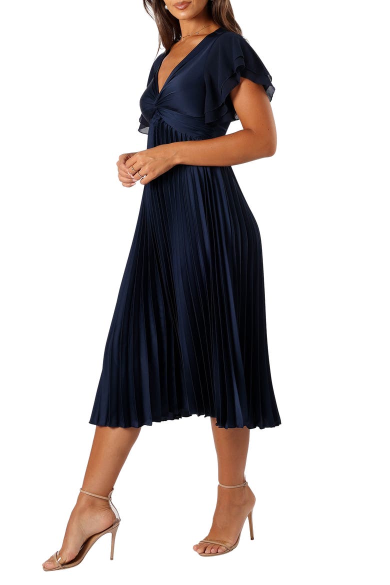 Nova Flutter Sleeve Midi Dress, Alternate, color, NAVY