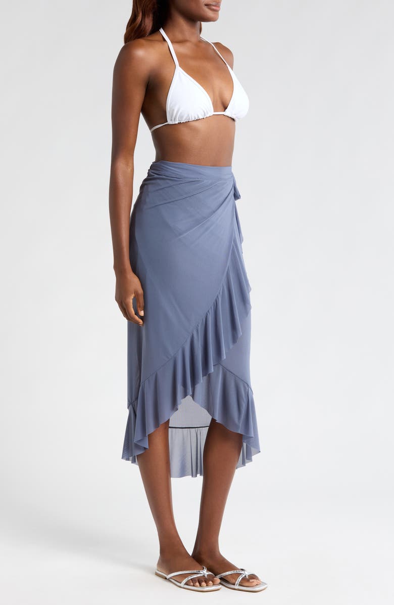 BLEU by Rod Beattie Ruffle Mesh Cover-Up Pareo, Alternate, color, Paloma
