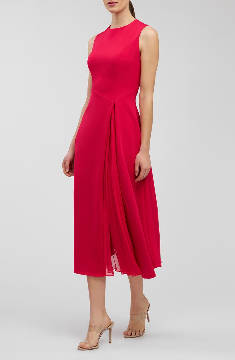 Kay Unger Elliot Chiffon Pleat Detail Cocktail Dress, Alternate, color, Lipstick